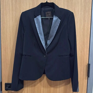 The Limited Black Blazer with faux Leather accents